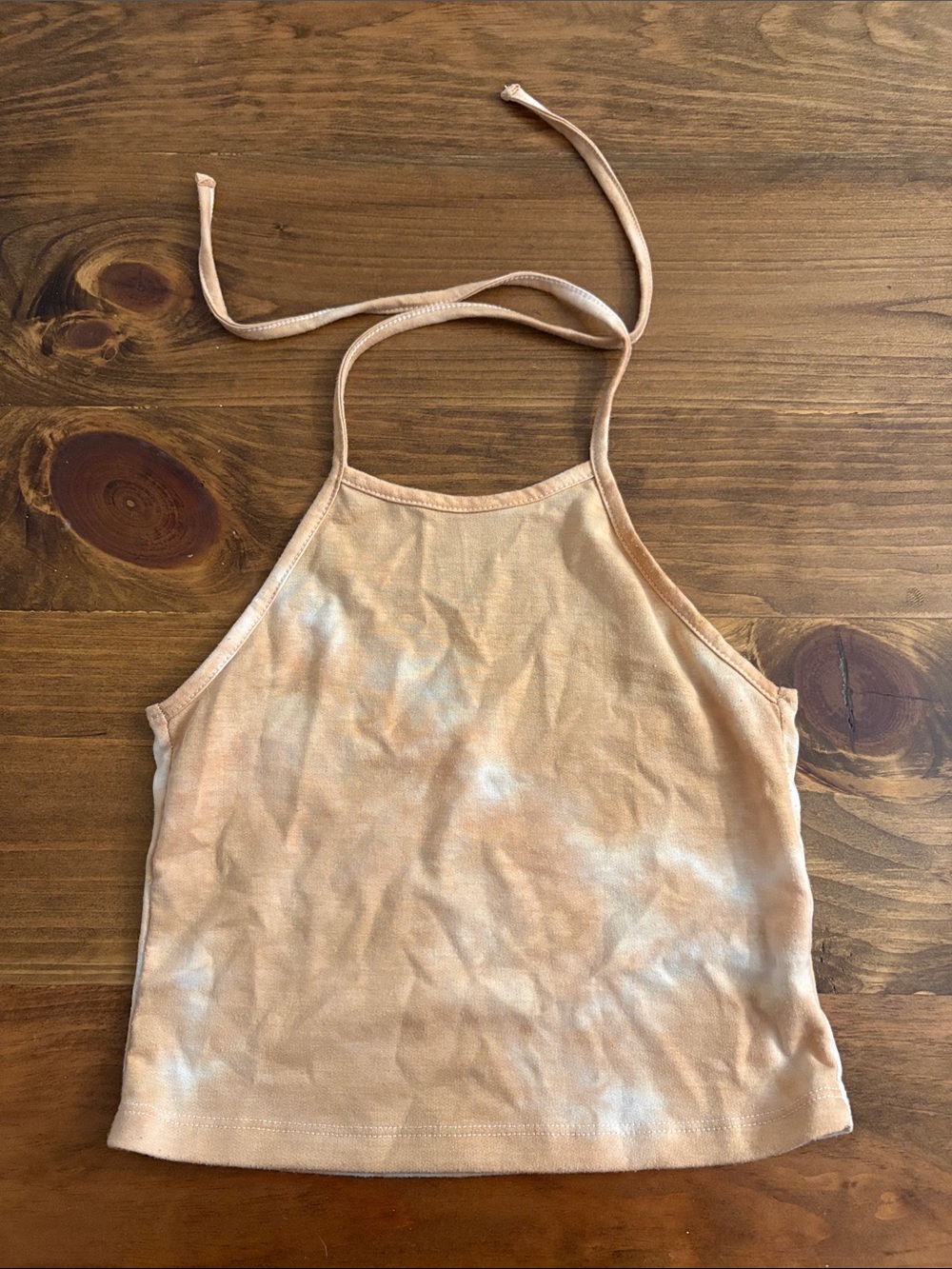 Women's Peach Tie-Dye Halter Crop Top